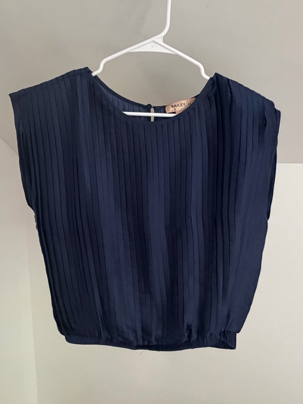 Bailey 44 Navy Pleated Cap-Sleeve Top size S